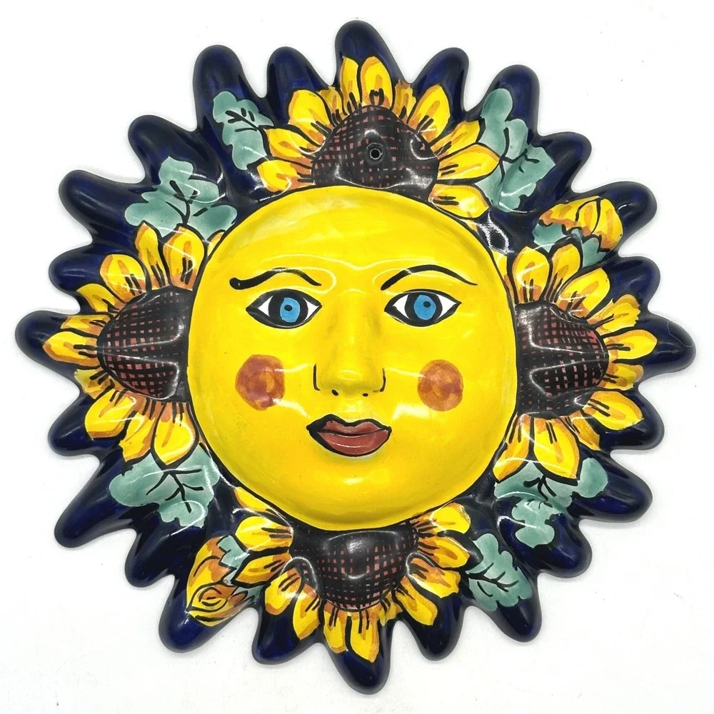 Talavera Mexican Pottery Sun Face 12